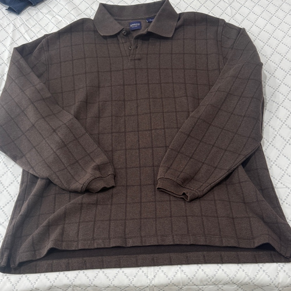 Arrow Dark Brown Checkered Polo Shirt
